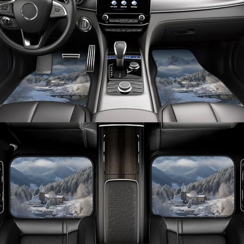 Tapis de sol voiture universels pour SUV et camionnette avec motif Alpes d'hiver