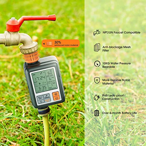 Image of LABART Drip Irrigation Timer for Garden Farm, Water Timer Programmable, Automatic Watering System, Waterproof Digital Irrigation Timer System for Lawns Yellow