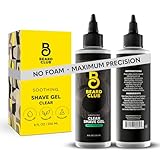 Beard Club Premium Shaving Gel for Men – Hydrating Mens Shave Cream for Sensitive Skin – Cedar Scent Precise Line Ups & Smooth Shaving – Clear Shave Gel for Men – Cooling Sensation – Sativa Seed 8oz