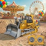Mudsterz Construction Rc Set of 4, Remote Control Excavator Set with Cool LED Lights, Metal Parts, Real Sound, 360 Rotation Rechargeable 2.4ghz Remote Control Construction Vehicles (D * 1)
