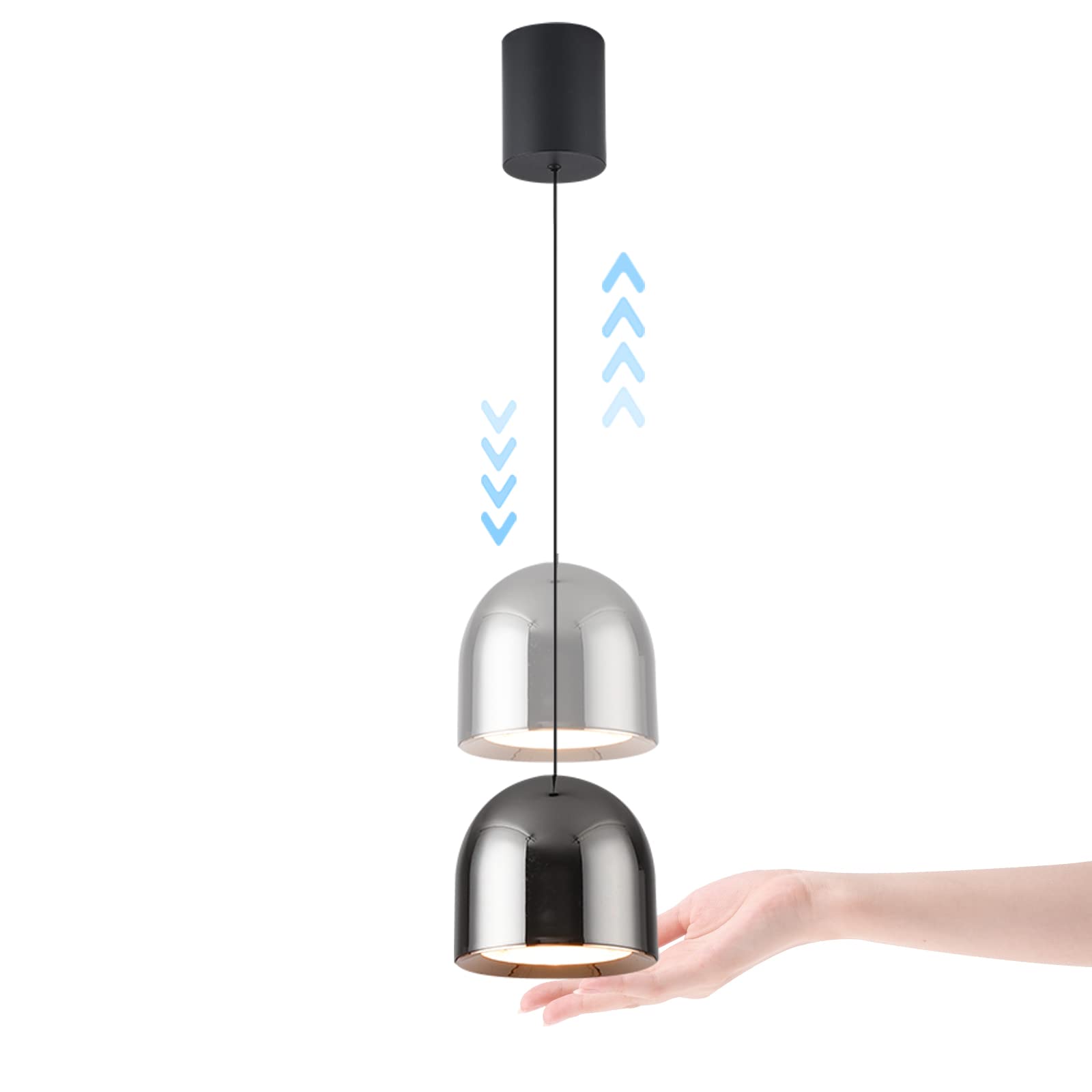 Creative Lifting Lighting Touch Switch Dimming Pendant Light Bedroom Rise and Fall Mini Adjustable Hanging Lights Dining Room Aluminium Art Deco Chandeliers LED Bulb Included Warm Light Pearl Black โ image 1