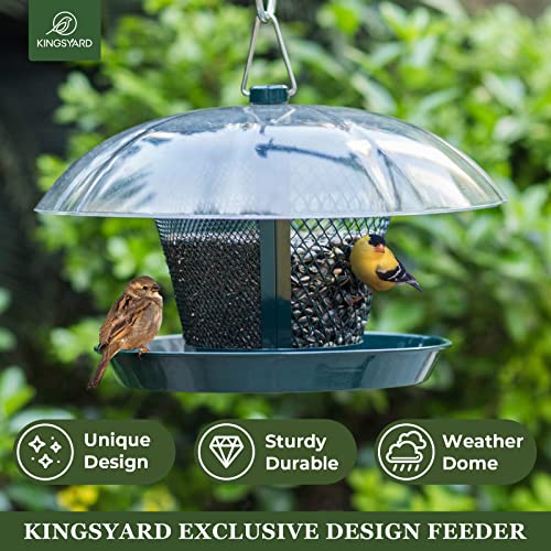 Kingsyard Bird Feeder For Outside Metal Mesh Wild Bird Feeder With Weatherproof Dome Dual Feeders 2.5 Lbs. Seed Capacity For Finch Cardinal #TOP1