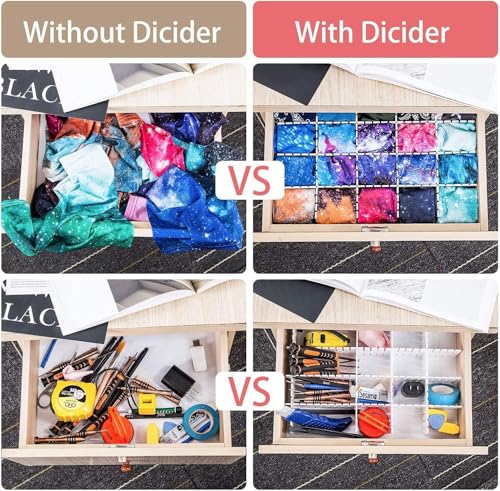 Image of 40Pcs Drawer Dividers Adjustable Utensils Drawer Storage Organizer For Clutter Kitchen Cutlery Dresser Makeup Tools Socks Can Help Tidy Office Desk Clinic Bedroom(Polypropylene), White