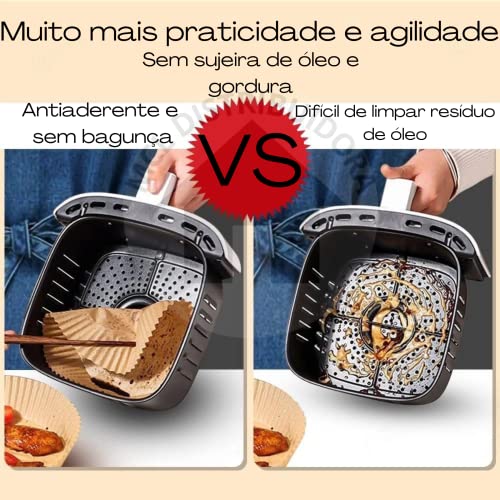 Kit 50 unidades de Papel Descartável Forro Forma Antiaderente para Air Freyr Forno Microondas MCL Di