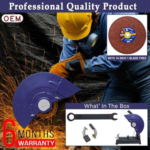 Image of OEM Professional Metal Cut Off Saw 2400W, 14 Inch Heavy Duty Chop Saw Machine with Copper Motor & Blade Included, 3800 RPM Heavy Build for Iron, Steel & Pipe Cutting, 6 Month Warranty