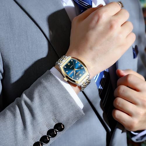Image of OLEVS Men Watches Square Business Dress Diamond Analog Quartz Date Luxury Watch for Men Casual Stainless Steel Waterproof Luminous Wrist Watch