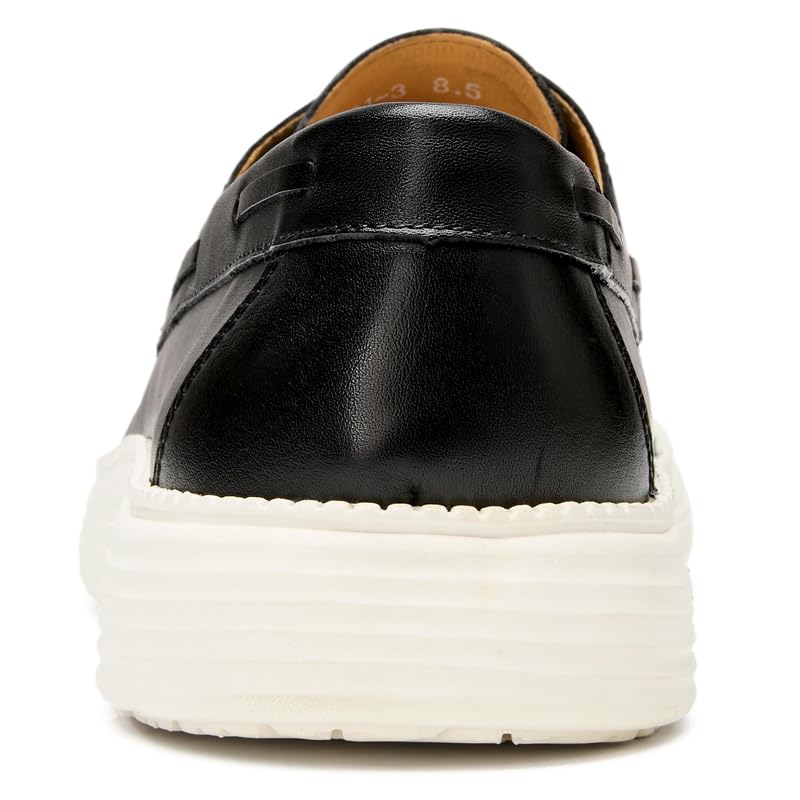 Image of Journey West Men's Lightweight Leather Penny Loafers Dress Sneakers, Business Casual Slip-on Loafers Shoes, Genuine Leather Breathable Walking Shoes