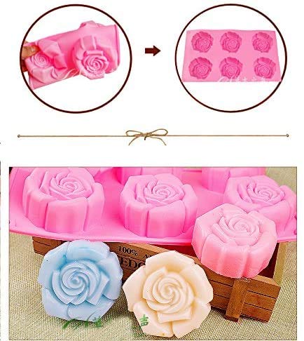 First Try Silicone Mold for Handmade Soap, Cake, Jelly, Pudding, Chocolate, Dessert etc.. (6 Cavity Rose Flower) 2