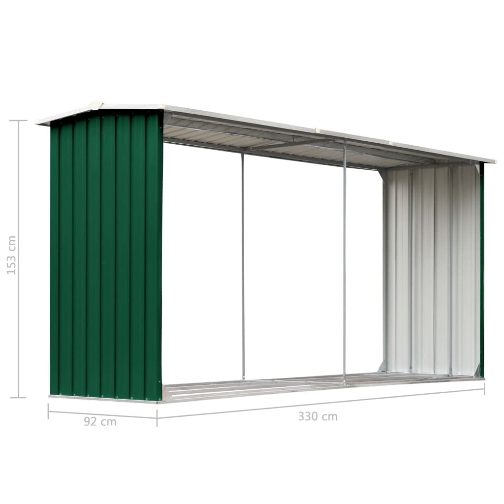 Homgoday Casetilla para leña Acero galvanizado Verde 30x92x153 cm Leñera Registro de Leña, Estantería para leña de Chimenea para Interior y Exterior Soporte de Madera