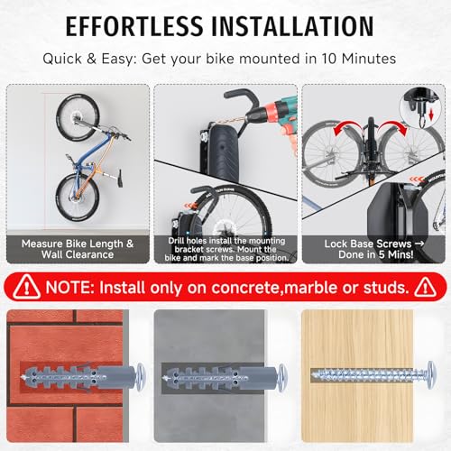 Image of BYHUME Bike Rack Garage,Bike Wall Mount, 150 Swivel & Space-Saving Vertical Bike Hangers for Storage, Sturdy Bike Stand Holds Up to 66lbs, Easy to Install, 1 Pack