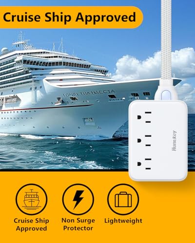 Innovative Power Strip, Cord Removable Design, Huntkey 3 Outlets Non Surge for Cruise, Travel Power Strip with 4 USB Ports (2 USB-C, 2 USB-A), ETL Listed, Customize Cord Length miniatura 6