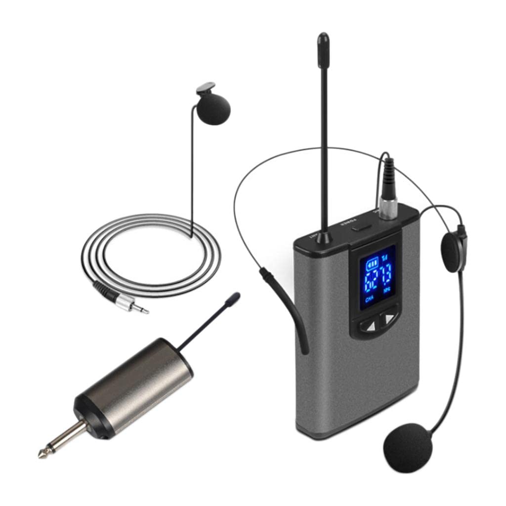 Micrófono Inalámbrico con Headset Transmisor Miniatura Pantalla LED Visible Material Metálico Resistente Adecuado para Clases
