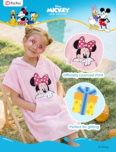 Image of Disney Marvel Princess Frozen Stitch Elsa Girls Hooded Swim Cover Up for Swimsuit Bathing Suit Swimwear Pocket 4-7 Years