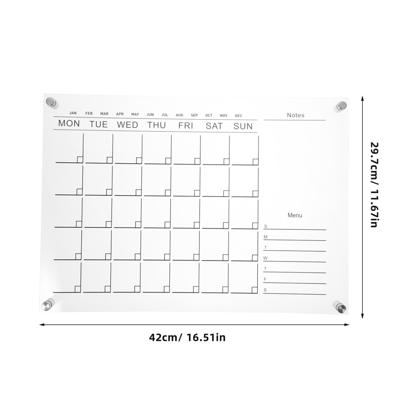 Holibanna Pizarra Acrílica Transparente l Calendario Semanal Borrable, Planificador De Pared Práctico, Colgante Para Nevera 4 Tachuelas y Marcador, Uso Doméstico y Oficina