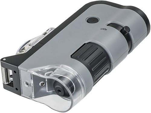 Miniatura 7 de Carson MicroFlip 100x-250x LED and UV Lighted Pocket Microscope with Flip Down Slide Base and Smartphone Digiscoping Clip MP-250