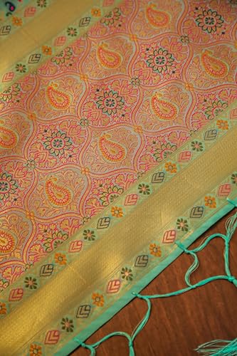 Image of DEVANGI Women's Woven Banarasi Silk Dupatta /Chunni For Women, Floral Print 1 Meter Wide and 2.3 Meter Length Printed Designer Dupatta /Chunni For Girls