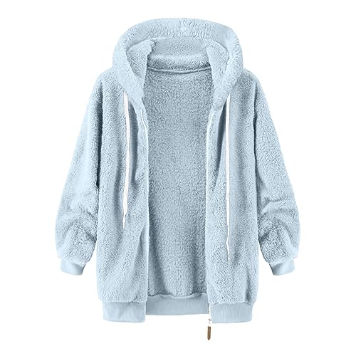 Ceboyel Teddy Coat For Women Hooded Fuzzy Sherpa Jacket Fleece Drawstring Zip Up Hoodie 2023 Trendy Winter Outerwear Clothes3