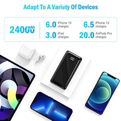 PD22.5W Batterie Externe 24000mAh Chargeur Portable Grande Capacité Rapide avec 3 Ports USB Sortie et 3 Entrées et lampe de poche,Power Bank USB C avec Affichage Numérique LED pour iPhone Samsung iPad – Image 5