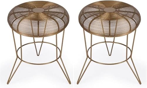 Miniatura 11 de Home Square Mesa decorativa de alambre de hierro en blanco brillante - Juego de 2 Blanco,Oro,plateado,https://www.amazon.com/dp/undefined