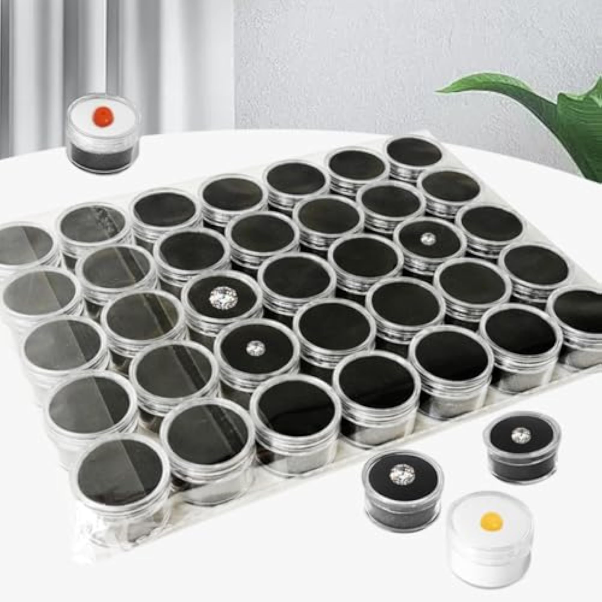 Individual Compartments Round Jewel Display Box, Stackable Design