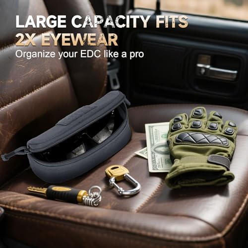 Image of Tactical Molle Glasses Case, Shockproof Eyeglass Pouch, Sunglass Case Hard Shell Protects Glasses