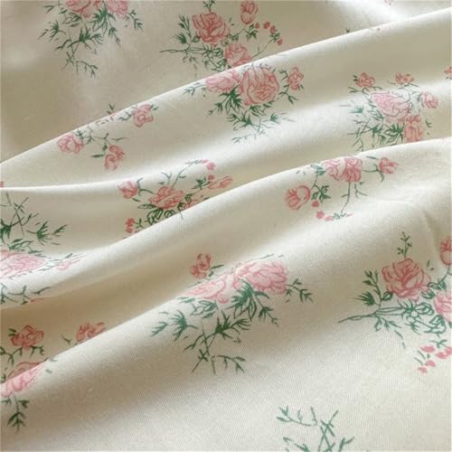 Image of MKXI King Size Floral Duvet Cover Set - 100% Cotton Ruffled Bedding with Pink Blossom Pattern, Sweet Cottagecore Aesthetic Comforter Cover for Teen Girls & Women
