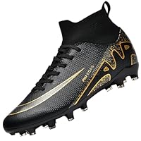 Csgkag Zapatillas de Fútbol Hombre Botas de Fútbol Profesionales Calzado de Fútbol Spike Aire Libre Atletismo Entrenamiento Zapatillas de Deporte,Negro,EU39