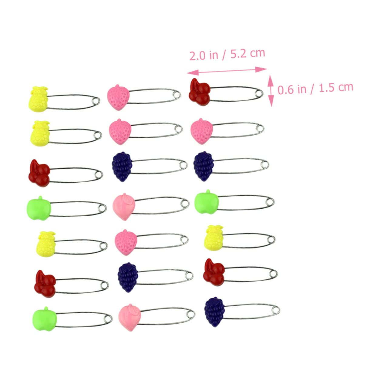 GALPADA 50pcs Large Safety Pins Diaper Buckle Plastic Clothing Pin Safety Locks Fruit Pattern Durable Stainless Steel Random Style