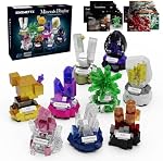 Mineral Display Building Blocks Set 794pcs, 9 Pack Gemstone Models, Crystal Rock Collection STEM Geology Bonsai Gems Home Office Decor, Perfect Birthday for Kids Adults Boys Girls 6+
