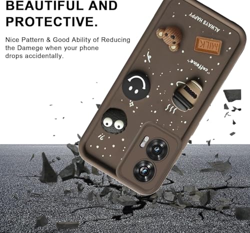 Image of GoldKart Back Case Cover Compatible for Motorola Edge 50 Fusion 5G | Cute Fun Cartoon 3D Ball Coffee Silicone Case | Full Body Protection Back Cover for Motorola Edge 50 Fusion 5G - Brown