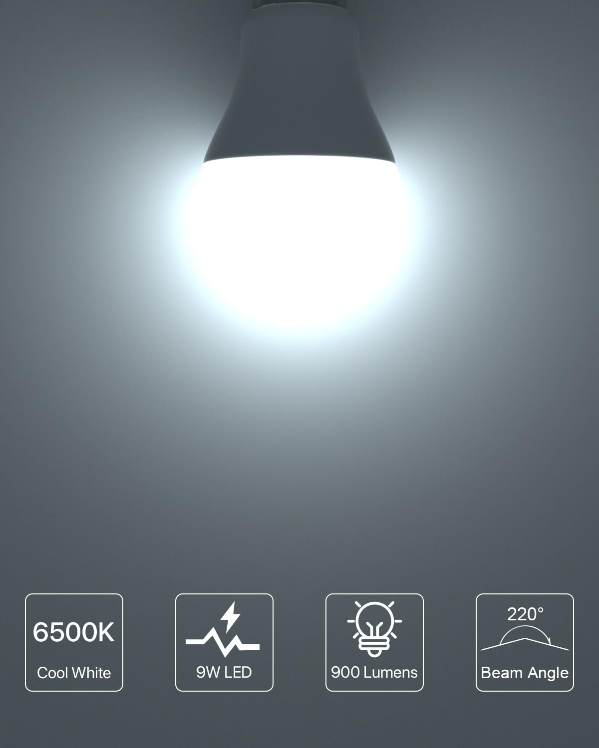 LUTW E27 Screw Bulb, Cool White 6500K, 9W E27 LED Bulb Equivalent to 60 Watts Incandescent Bulb - Image 3