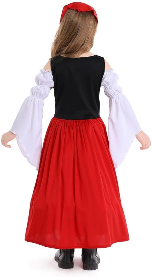Dressy Daisy German Bavarian Dirndl Dress Up Costume Peasant Party Outfit with Head Scarf for Little Girls Size 5-12
