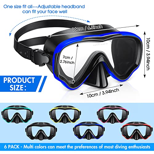 Sherr 6 Pack Adult Diving Masks Swimming Goggles With Nose Cover Anti Fog Scuba Diving Goggles With Tempered Glass Lens Dive Snorkel Mask For Men Women Youth Adult Scuba Diving Snorkeling Swimming #TOP1