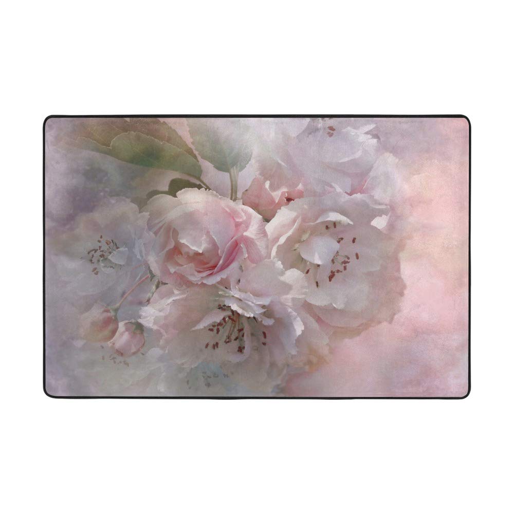Tapis pommier rose en velours corail Ruchen de 152x99 cm