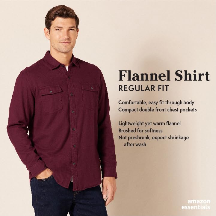 Amazon Essentials Men's Long-Sleeve Flannel Shirt, Regular-Fit, Two Pockets2