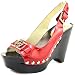 Michael Kors Charm Slingback Platform/Wedge Red/Gold Patent Leather Shoe