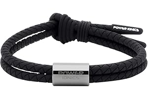 Black Power Ionics 10.23" Energy Balance Bracelet for Men Sporting Gray Gunmetal Ring
