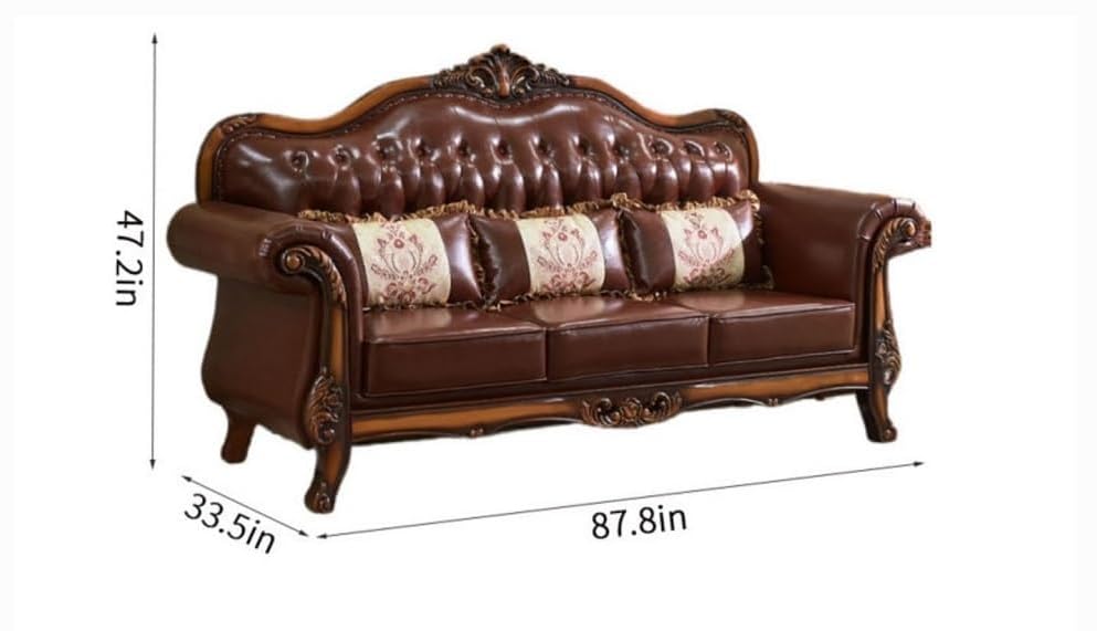 Image of Royal Carved Wooden Sofa Set | 3+1+1 Seater | Antique with Button Tufted Velvet Upholstery | Victorian Style Living Room Furniture Tufted Sofa Set Grey 3-Piece (Design 3)