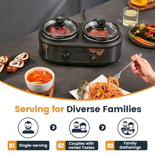 Koocdoublesmallslowcookerbuffetserverandwarmer2minipotswith3individualadjustabletempdualceramicpotsfreelinersforeasycleanupstainlesssteeltotal25quartgreyround Urban Country Home Decor Kooc double small slow cooker buffet server and warmer 2 mini pots with 3 individual adjustable temp dual ceramic pots free liners for easy clean up stainless steel total 25 quart grey round urban country home decor