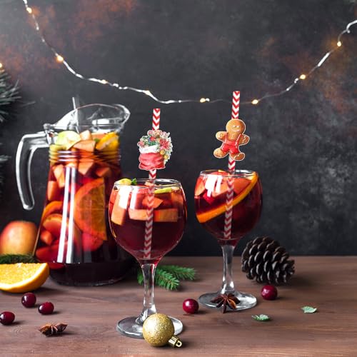 24 pitillos de papel de Navidad coloridos y desechables miniatura 7