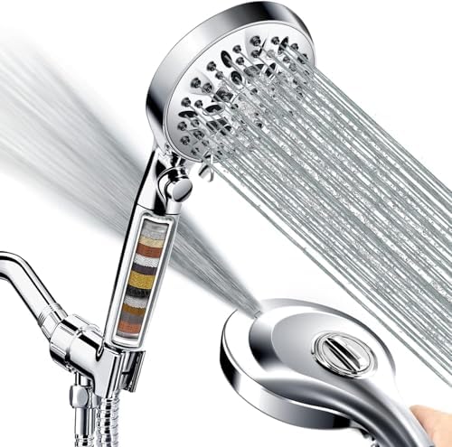 PWERAN Filtered Shower Head with Handheld, High Pressure Water Flow and ...