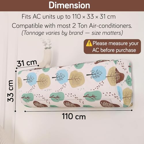 Image of HOKIPO Air Conditioner Cover for 2 Ton Split AC | Fits AC Units upto Size 110x33x31 cm | Dustproof, Waterproof & Washable Indoor Unit Cover | Nature Trees (NEW2-D2-AR5874)