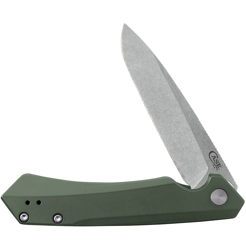Case XX WR Pocket Knife Kinzua EDC, S35VN Spear Blade, OD Green Anodized Aluminum Handle W/Clip #64659 (KINZUA) 4 3/4" Inches Closed