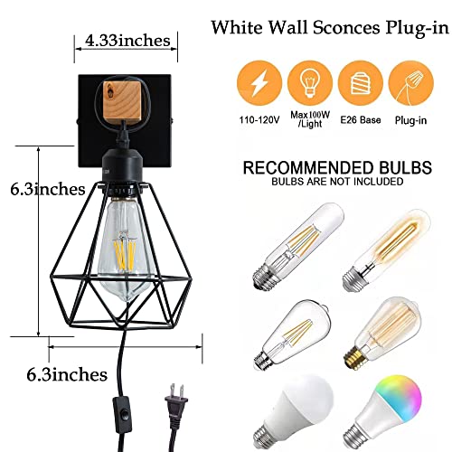 COTTAGE-LIFE-2-Pack-Black-Wall-Sconce-Farmhouse-Plug-in-Wall-Light-Fixture-Rustic-Wall-Lamp-Indoor-Wall-Lights-with-OnOff-Switch COTTAGE LIFE 2 Pack Black Wall Sconce Farmhouse Plug in Wall Light Fixture Rustic Wall Lamp Indoor Wall Lights with OnOff Switch