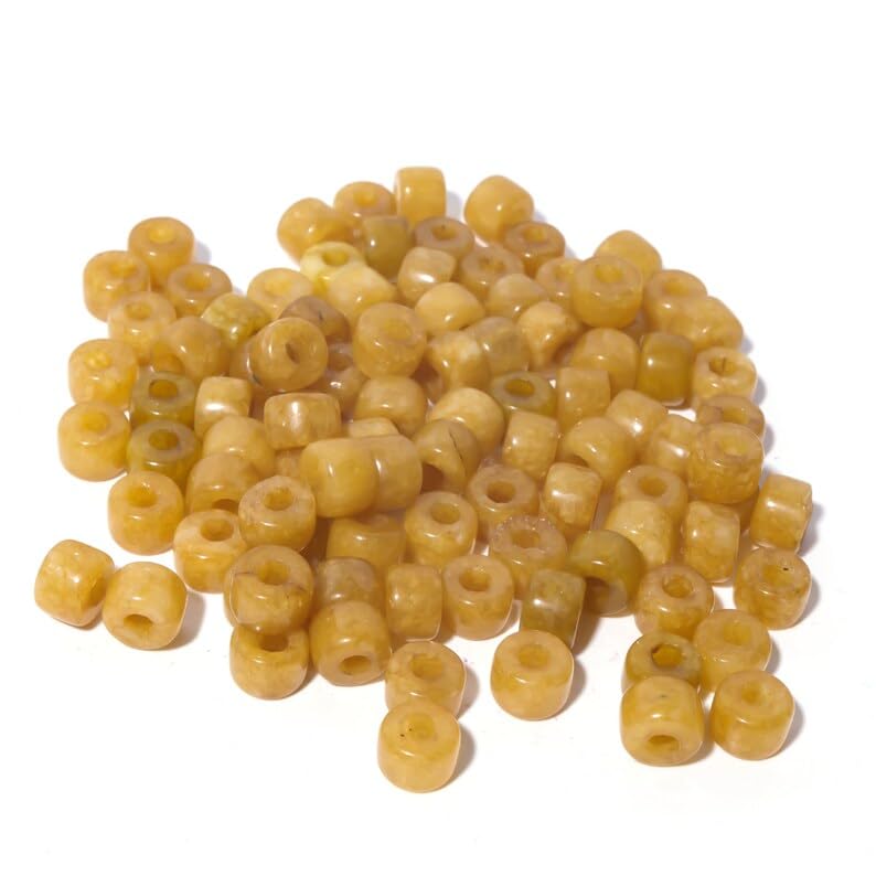 Light Mustard- Forte Gemstone Beads- #48-20 Beads- Marbled 8mm x 6mm- Lurex Cord Bracelet(5Beads)