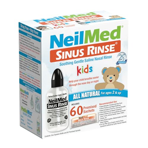 Neilmeds Sinus Rinse Pediatric Complete Saline Nasal Rinse Kit 60 Premixed Packets