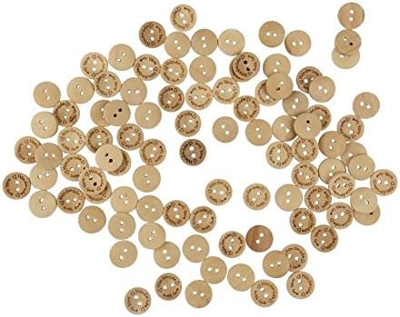 NAMVO 200pcs Mixed Size Natural Wood Color Little Star Shaped Wooden Crafting Sewing Scarpbooking DIY Buttons