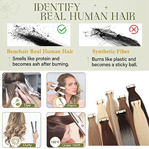 Benehair Tape In Hair Extensinons Human Hair Seamless Straight 14Inch 20Pcs 100% Real Human Hair Grey Hair Extensinos Tape Ins With Soft Invisible Remy Hair Extensions For Women 40G #TOP5