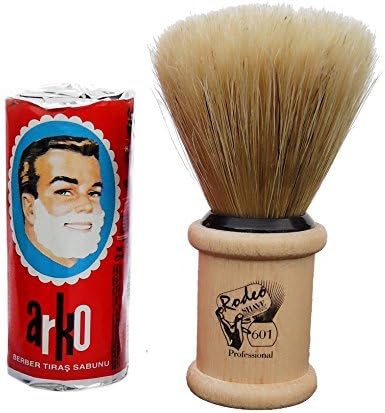 Arko Shaving Soap Stick & Boar Bristle 100% Hand Shaving Brush by Arko Rodeo