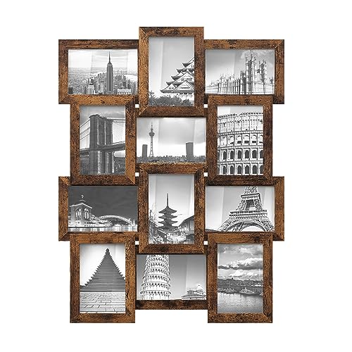 SONGMICS Bilderrahmen-Collage für mehrere Fotos, 12 Fotorahmen, Fotocollage, für 10 x 15 cm Bilder, Wandcollage, Fotowand, Montage erforderlich, vintagebraun RPF026X01 SONGMICS Bilderrahmen-Collage für mehrere Fotos, 12 Fotorahmen, Fotocollage, für 10 x 15 cm Bilder, Wandcollage, Fotowand, Montage erforderlich, vintagebraun RPF026X01